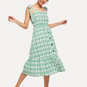 Green Plaid Sleeveless Dress